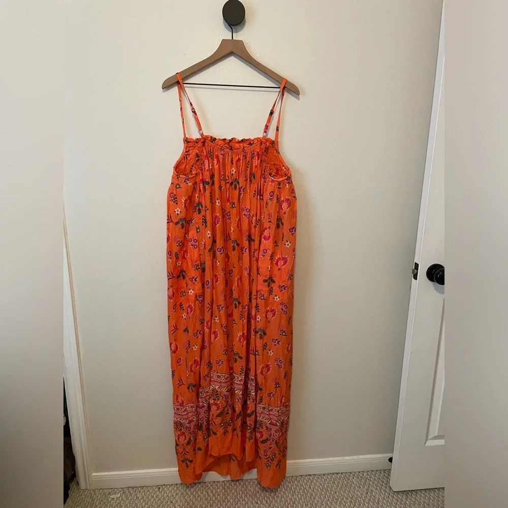 Anthropologie Orange Floral Maxi Dress - Picture 7 of 10